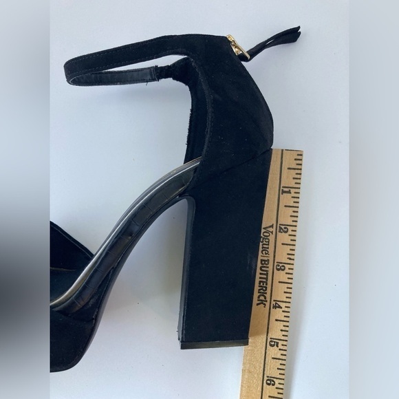 Black chunky heels peep toe size 7.5 - Picture 9 of 10